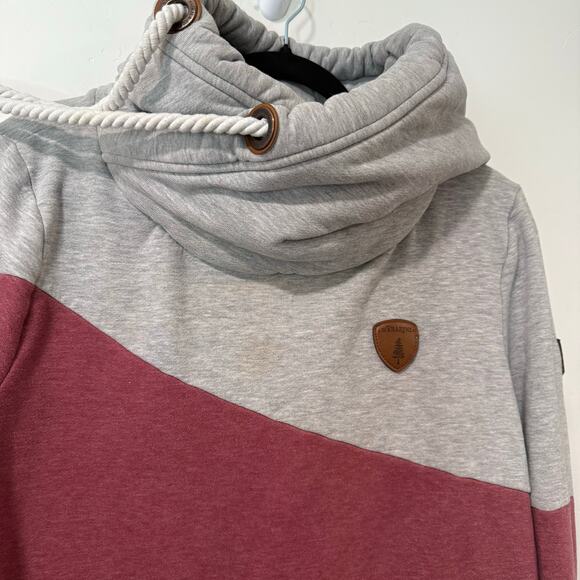 Wanakome Women's Selene Hoodie Sweatshirt Pullover Colorblock Grey Red XL - Picture 3 of 11